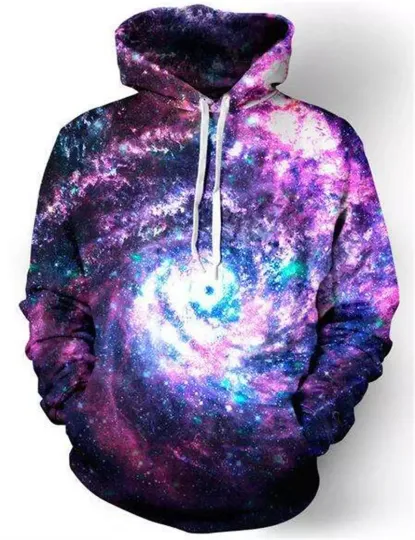 Discover Galaxy Print Pullover Hoodie Sweatshirt, Unisex 3D Space Graphic Hooded