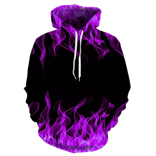 Discover New Colorful Purple Flame Hoodie 3D Sweatshirt Men/women Hooded