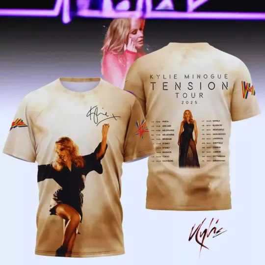 Discover New!! Kylie Minogue Tension Tour 2025 3D T-Shirt Gifts For Fan Men Women