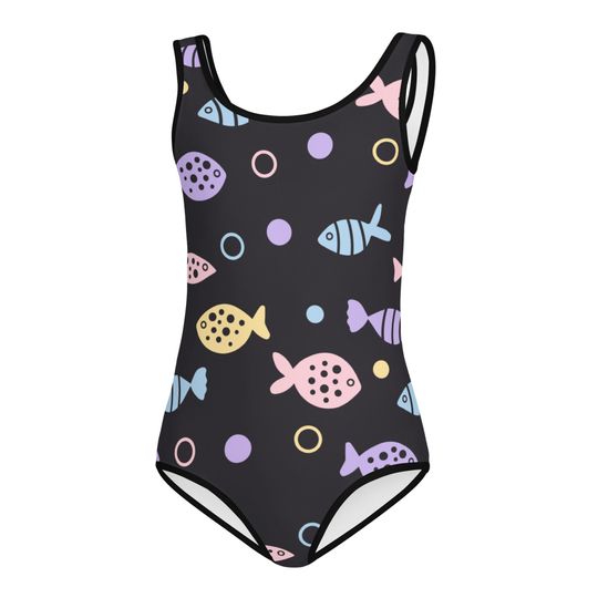 Discover Colorful Fish Swimsuit/ Girls Fish Bathing Suit/ Neon Fish One-piece/ Gymnastics Leotard