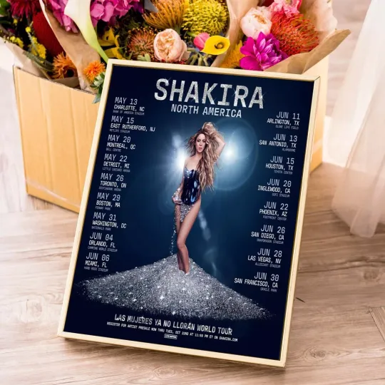 Discover Shakira Las Mujeres Ya No Lloran World Tour North America 2025 Tour poster