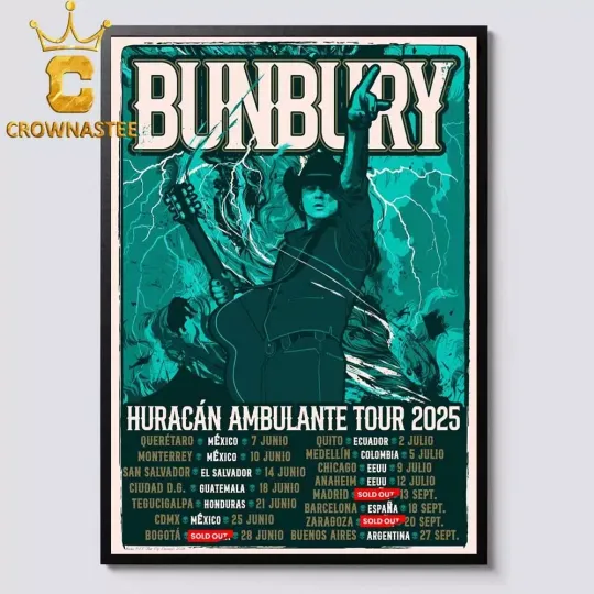 Discover Enrique Bunbury 2025 Huracán Ambulante Tour Dates Poster