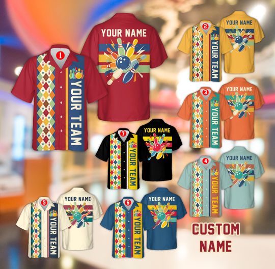 Discover Personalized Name Bowling Hawaiian Shirt, Matching Bowling Team Shirt