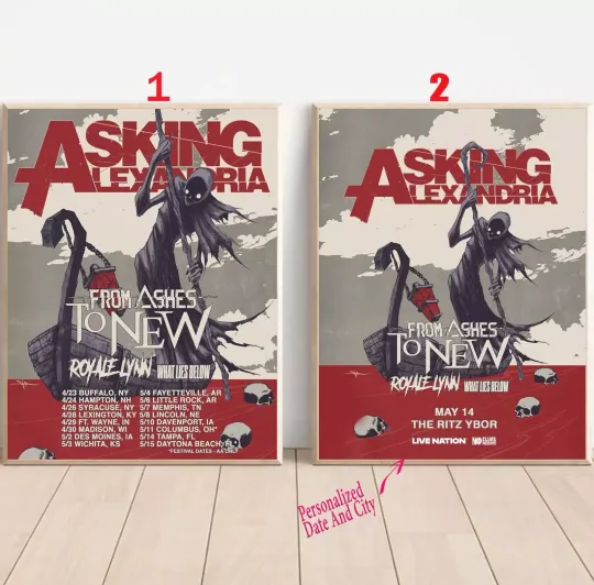 Discover Custom Asking Alexandria And From Ashes To New Tour 2025 Poster