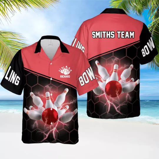 Discover Personalized Bowling Hawaiian Shirt, Bowler Button Down Aloha Hawaii Shirt Team