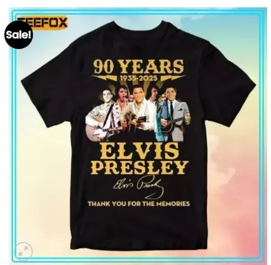 Discover Elvis Presley 90 Years Signature 1935-2025 T-Shirt