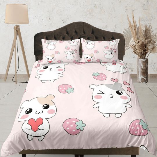 Discover Cute Hamster Duvet Cover Set,  Bedding Kawaii Animals Dorm Quilt Cover