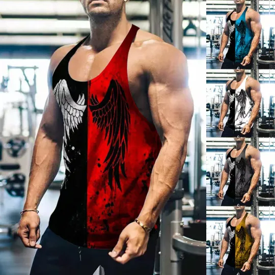 Discover Men's Gym Stringer Bodybuilding Tank Tops Workout Muscle Vest Sleeveless Shirt