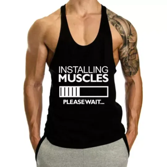 Discover Men's Gym Stringer Tank Tops Bodybuilding Workout Muscle Vest Sleeveless Shirts