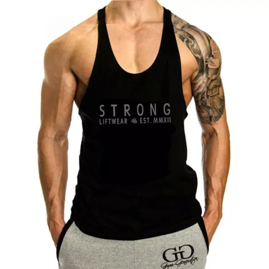 Discover Men's Gym Bodybuilding Stringer Muscle Training Cotton Fitness Y-Back Tank Top
