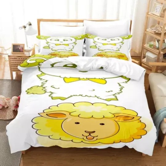 Discover Cute Cartoon Sheep Girl Holiday Gifts #7 Quilt Duvet Cover Set Bedspread Bedding