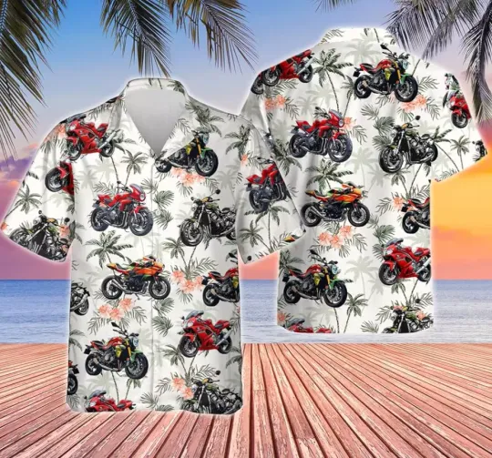 Discover Motorcycle Hawaiian Shirt for Men - Unisex Tropical Summer