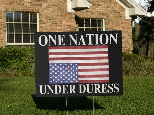 Discover One Nation Under Duress Yard Lawn Sign, Upside Down American Flag