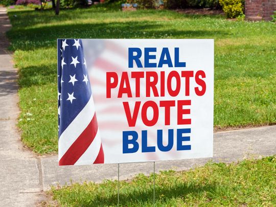 Discover Real Patriots Vote Blue Kamala Harris Yard Sign