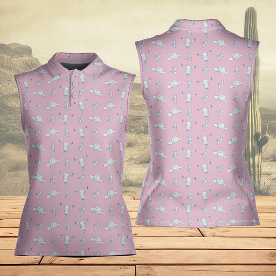 Discover Western Bull Skull Golf Polo, Western Golf Polo Shirt, Cowgirl Golf Shirt