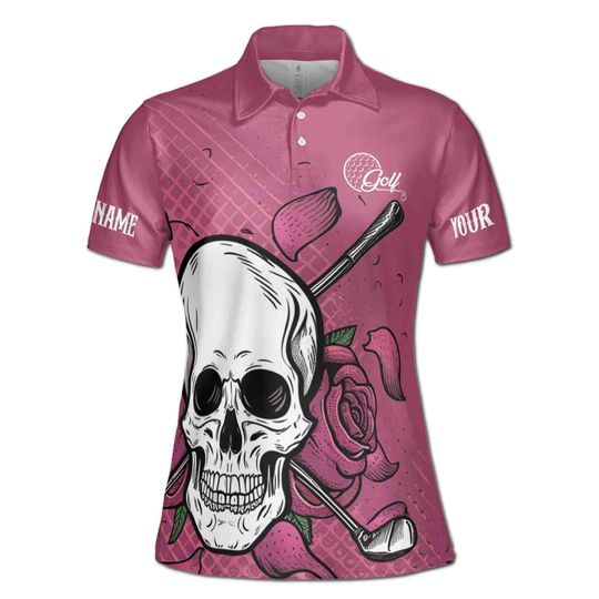 Discover Custom Name Golf with Skull and Rose Women's Polo