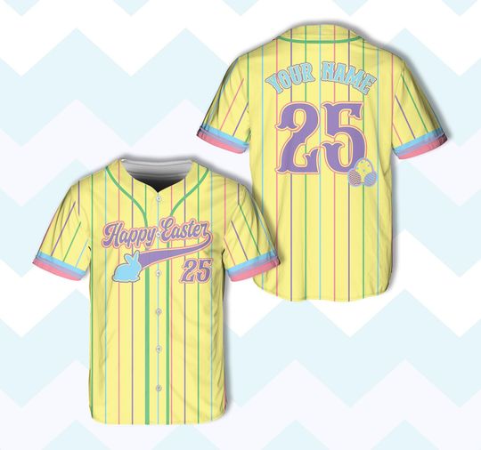 Discover Personalized Name Number Happy Easter Baseball Jersey