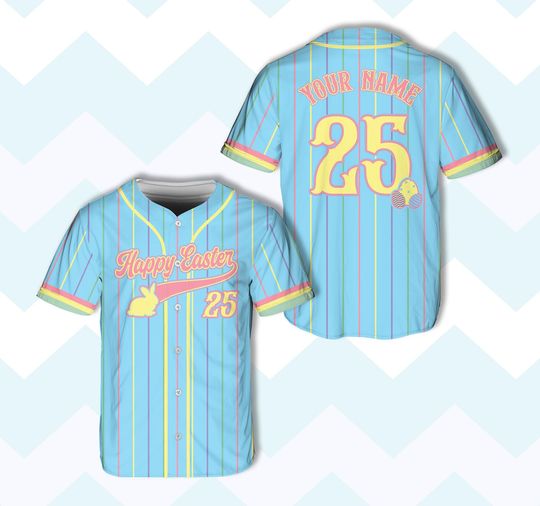 Discover Personalized Name Number Happy Easter Baseball Jersey