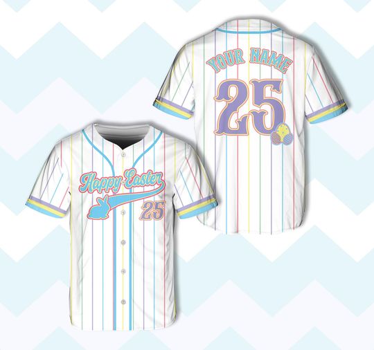 Discover Personalized Name Number Happy Easter Baseball Jersey