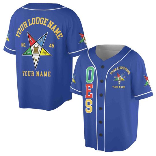 Discover Custom Name Order of the Eastern Star OES Pentagon Up PHA Baseball Jersey