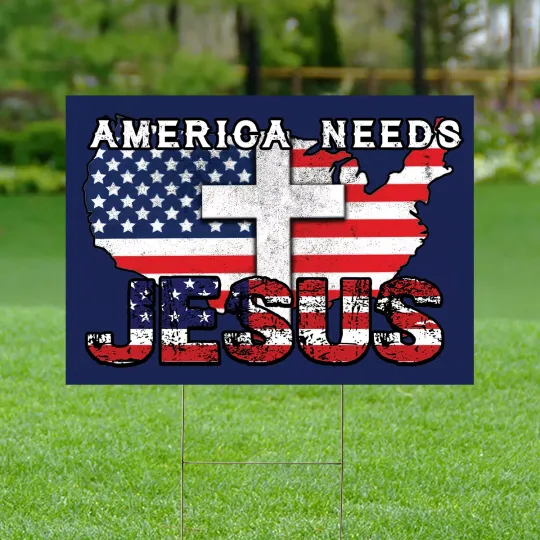 Discover Americans Needs Jesus One Nation Under God Christians Jesus Lovers Yard Sign