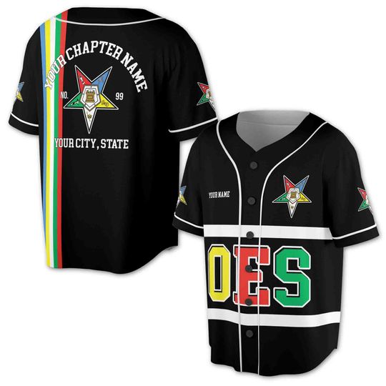 Discover Personalized Order of the Eastern Star OES AF & AM Baseball Jersey