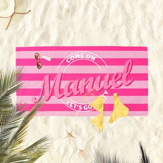 Discover Striped Personalized Beach Towel, Kids Custom Name Pool Towels