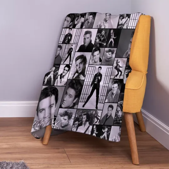 Discover Elvis Presley Montage B&W Soft Fleece Throw Blanket
