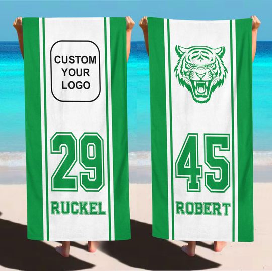 Discover Custom Football Logo Beach Towel, Football Season Gift, Summer Season Gift