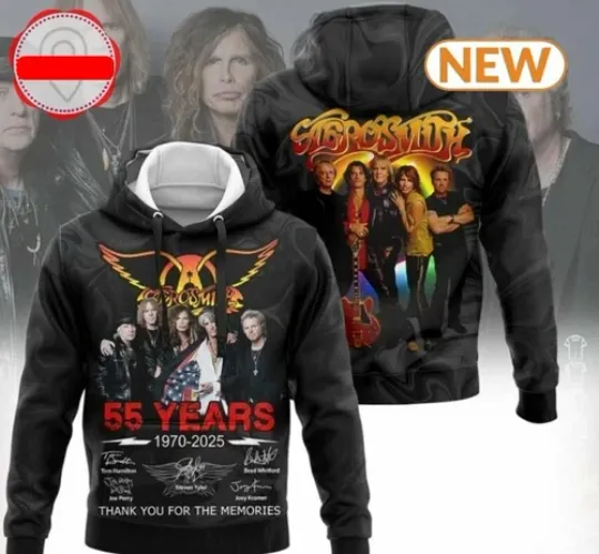 Discover 55 Years 1970 - 2025 Aerosmith Signatures Hoodie