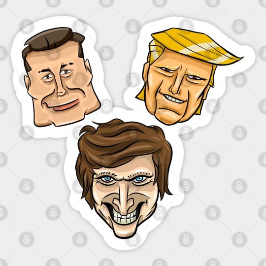 Discover Elon Musk, Javier Milei and Donald Trump - Cartoon Trinity - Javier Milei - Sticker