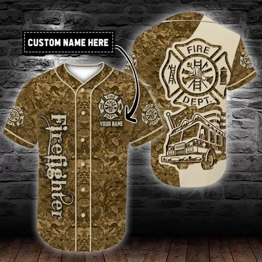 Discover Personalized Custom Name Firefighter Logo Car Baseball Tee Jersey Shirt