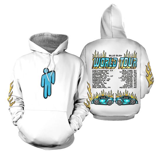 Discover BILLIE EILISH White World Tour 3D Hoodie