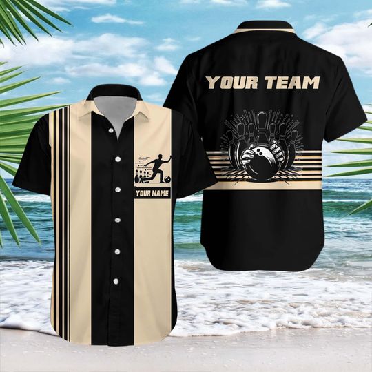 Discover Personalized Retro Bowling Hawaiian Shirt, Custom Name Button Down Shirt