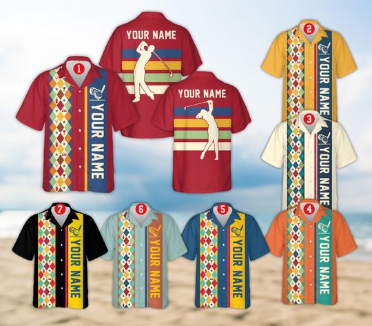 Discover Personalized Name Argyle Pattern Golf Hawaiian Shirt