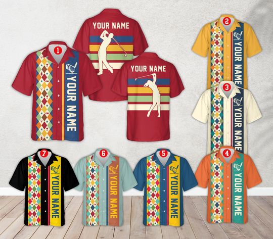 Discover Personalized Name Argyle Pattern Golf Hawaiian Shirt