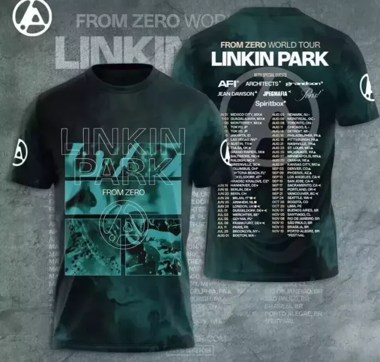 Discover Linkin Park Tour 2025 3D All Over Printed Unisex T-Shirt All Size Gift For Fans