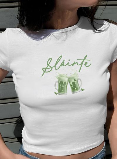 Discover Green Slinte Pint Glass Baby Tee, St Paddys Day Outfit, Saint Patricks Day Irish Baby Tee