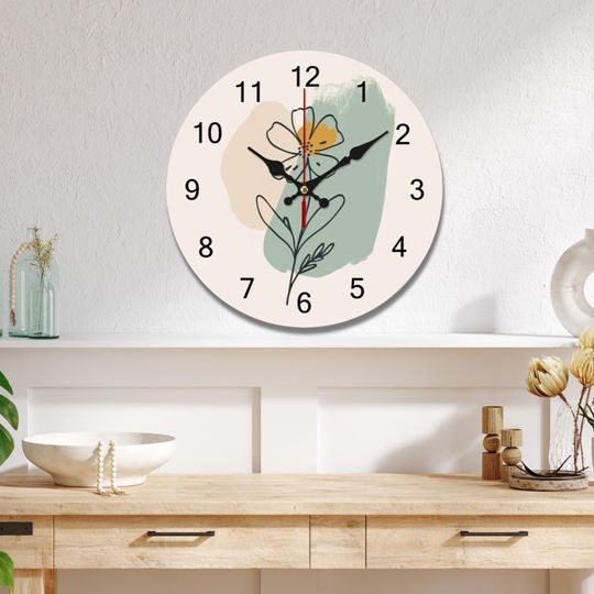 Discover Silent Minimalist Wooden Floral Wall Clock for Home Decor