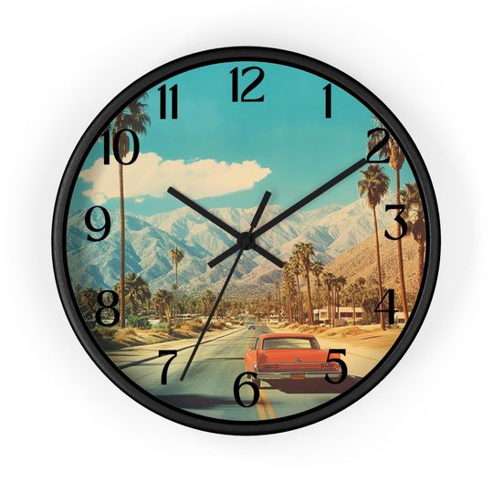 Discover Retro Clock, Vintage Desert Oasis Timepiece for Home Decor