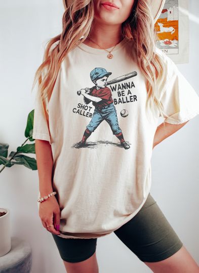 Discover Wanna be a baller shot caller Shirt, Retro baseball shirt, Baseball boy Shirt