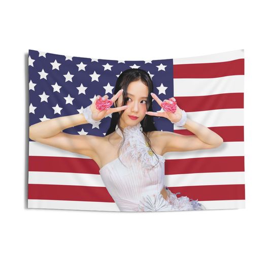 Discover Blackpink Jisoo Flower America Tapestry, Kim Jisoo Cute Kpop Tapestry