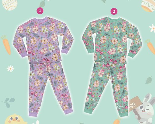 Discover Cute Floral Easter Eggs Pajamas Set, Cottage core Family Pastel Easter Gift Loungewear Set