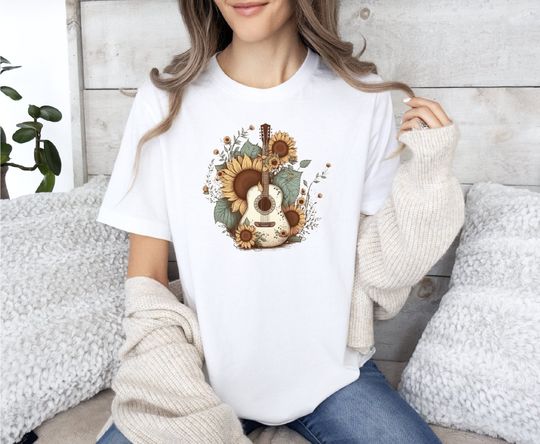 Discover Flowers Guitar Shirt, Floral Guitar Tee, Country Music Shirt, Musician Shirt