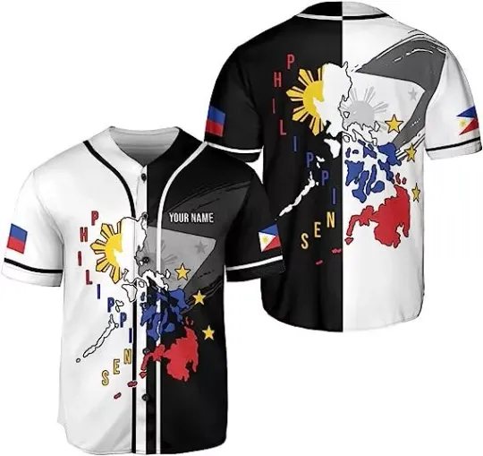 Discover Personalized Philippines Baseball Jersey, Filipino Flag Baseball Jersey, Philipp
