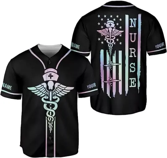 Discover Personalized Nurse Baseball Jersey Flag Nurse Graduation Baseball Jersey