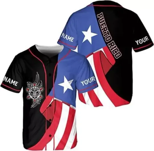 Discover Personalized Puerto Rico Baseball Shirt, Customized Team Name Puerto Rican Baseball Jersey