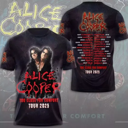 Discover Alice Cooper 2025 3D Shirt, Too Close For Comfort Shirt