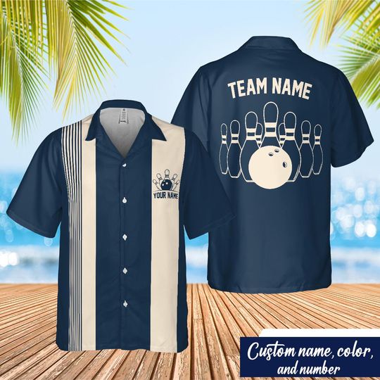 Discover Personalized Retro Bowling Hawaiian Shirt for Men Women Kid
