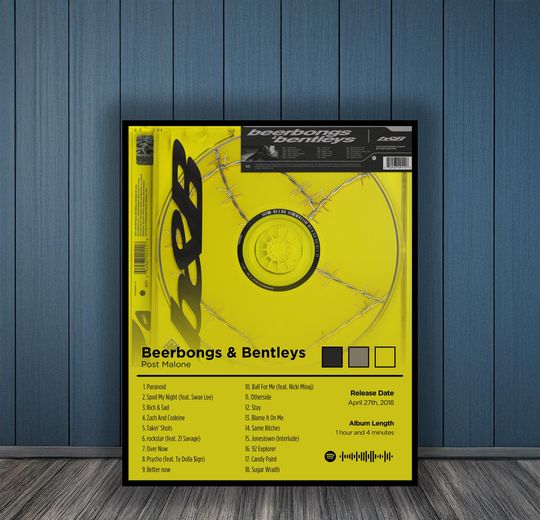Discover Beerbongs & Bentleys | Post Malone | Album Cover Poster